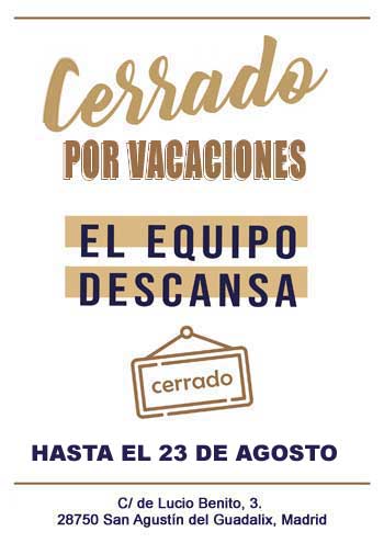 Cerrado por Vacaciones hasta el 25 de agosto